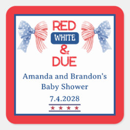 Rood Wit en Komende Vierde Juli Baby Shower Vierkante Sticker
