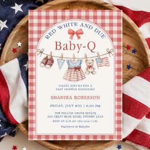 Rood Wit en Komt Baby-Q Waslijn Baby Shower Kaart