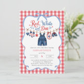 Rood Wit en Komt Baby Shower Uitnodiging (Staand voorkant)