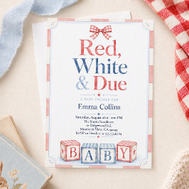 Rood Wit en Komt Babyblokken Zomer Baby Shower Kaart