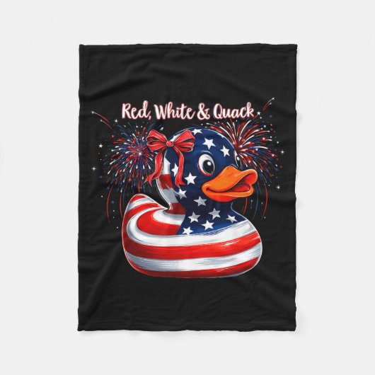 Rood Wit En Kwak Grappige Eend 4 Juli Fleece Deken (Voorkant)