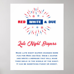 Rood wit en latente nachtkleppen met Baby shower Poster