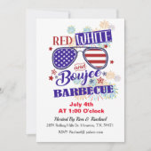 Rood Wit En Luxe 4 Juli BBQ Kaart (Voorkant)