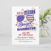 Rood Wit En Luxe 4 Juli BBQ Kaart (Staand voorkant)