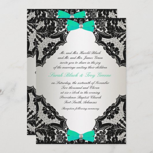 Rood, wit en Mint Groen Berichten Uitnodiging tot  (Voorkant / Achterkant)