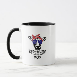 Rood Wit en Moe Patriotische Koe Vier Juli Mok