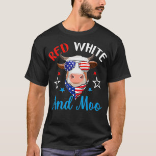 Rood wit en Moo 4 juli Koe Vlag boerenpat T-shirt