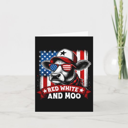 Rood, wit en Moo - grappig 4 juli Kaart (Voorkant)