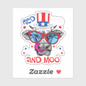 Rood wit en moo patriottisch Boerderij Koe VS vlag Sticker (Vel)