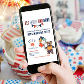 Rood, Wit, en Nieuw |  Zomer Housewarming Party Kaart