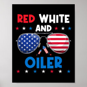 Rood Wit En Oiler Zonnebril 4 Juli Amerika Vlag Poster