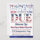 Rood wit en op 4 juli het Baby shower Kaart (Voorkant)