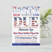 Rood wit en op 4 juli het Baby shower Kaart (Staand voorkant)