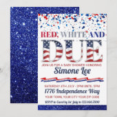Rood wit en op 4 juli het Baby shower Kaart (Voorkant / Achterkant)