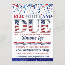 Rood wit en op 4 juli het Baby shower Kaart