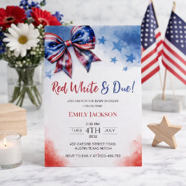 Rood Wit en Op 4 Juli Verwachte Baby Shower  Kaart