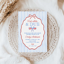 Rood, Wit en Op Komst 4 juli Baby Shower Kaart