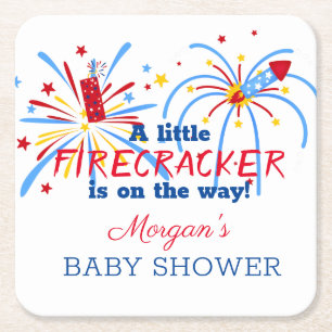 Rood Wit en Op Komst 4 juli baby shower Kartonnen Onderzetters