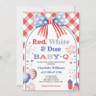 Rood Wit en Op Komst Baby-Q Baby Shower Uitnodigin Kaart