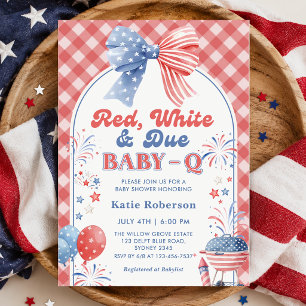 Rood Wit en Op Komst Baby-Q Baby Shower Uitnodigin Kaart
