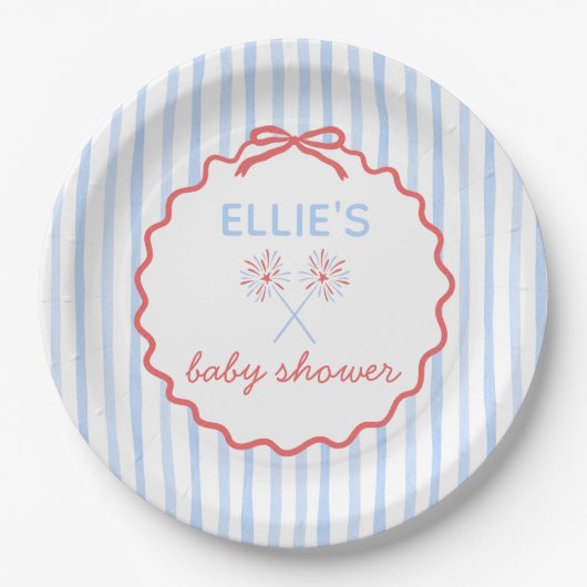 Rood Wit en Op Komst Baby Shower Bord (Voorkant)