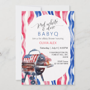 Rood wit en op komst babyq 4 juli baby shower kaart