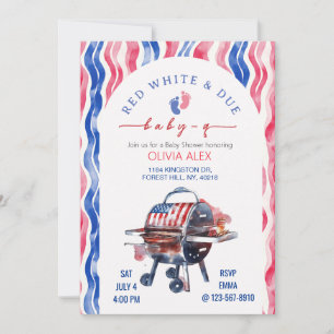 Rood wit en op komst babyq 4 juli baby shower kaart