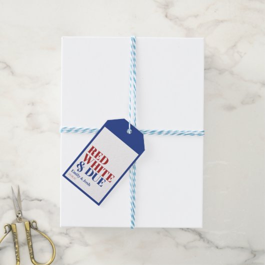 Rood Wit en Op Tijd 4 juli Baby Shower Cadeaulabel (Met Touw)