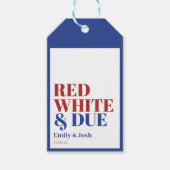 Rood Wit en Op Tijd 4 juli Baby Shower Cadeaulabel (Voorkant)