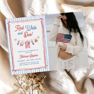 Rood, Wit en Op Tijd 4 juli Baby Shower Foto Kaart