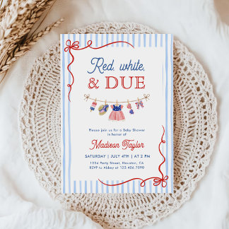 Rood, Wit en Op Tijd 4 juli Baby Shower Kaart
