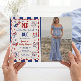 Rood Wit en Op Tijd Baby Shower Foto Uitnodiging