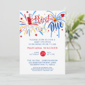 Rood Wit en Op Tijd voor 4 Juli Baby Shower Kaart (Staand voorkant)