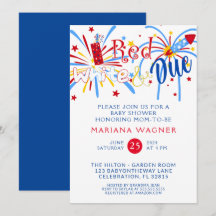 Rood Wit en Op Tijd voor 4 Juli Baby Shower