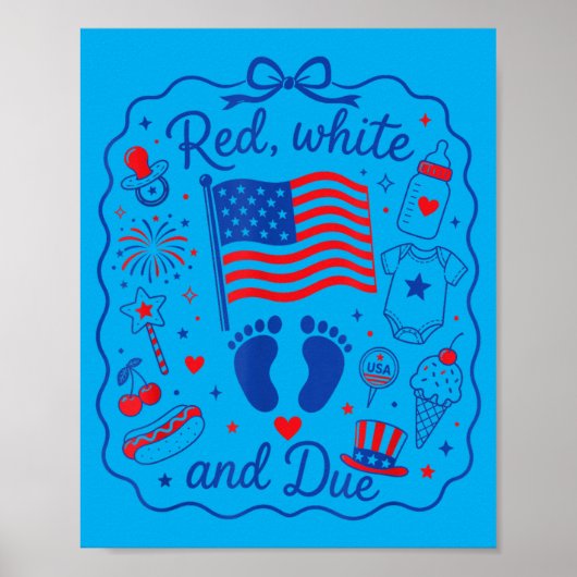 Rood Wit En Op Tijd Zwangerschapsaankondiging 4e J Poster (Voorkant)