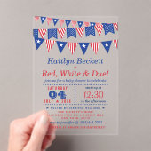 Rood, wit en opeisbaar | 4 juli Baby shower Acryl Uitnodigingen (Insitu (Draagbaar))