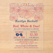 Rood, wit en opeisbaar | 4 juli Baby shower Acryl Uitnodigingen (Voorkant)