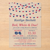 Rood, wit en opeisbaar | 4 juli Baby shower Acryl Uitnodigingen (Voorkant)