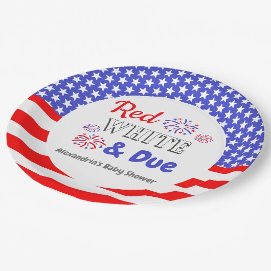 Rood wit en oplopend Baby shower Papieren Bordje (Gekanteld)