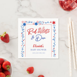 Rood wit en oplopend Baby shower Servet