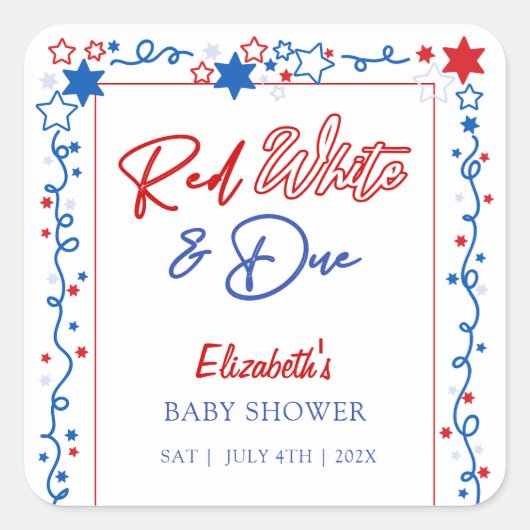 Rood wit en oplopend Baby shower Vierkante Sticker (Voorkant)
