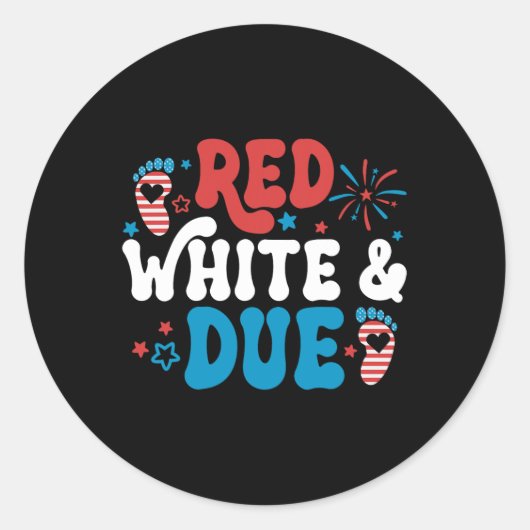 Rood wit en oplopend tot 4 juli ronde sticker (Voorkant)
