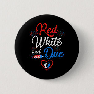 Rood wit en oplopend tot 4 juli Zwangerschap Onafh Ronde Button 5,7 Cm