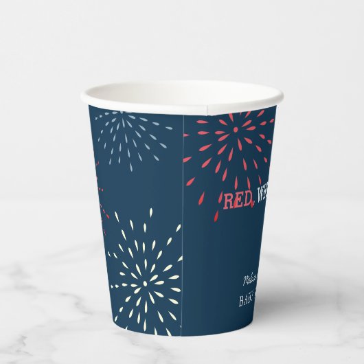 Rood, wit en oplopend tot juli 4e Baby shower vuur Papieren Bekers (Rechts)