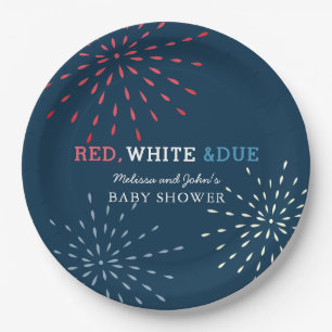 Rood, wit en oplopend tot juli 4e Baby shower vuur Papieren Bordje
