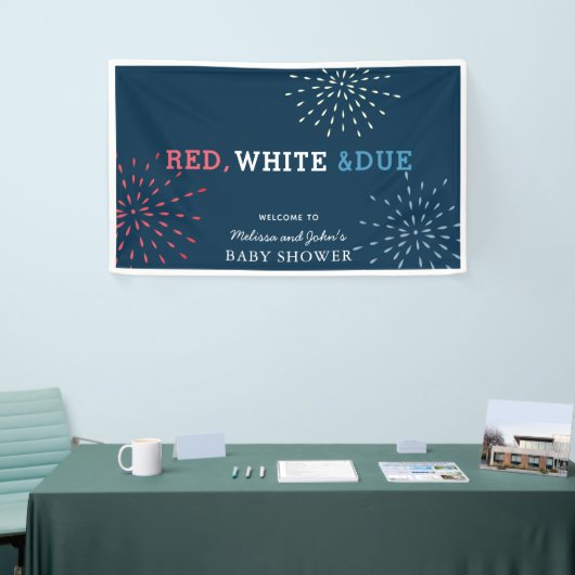 Rood, wit en oplopend tot juli 4e Baby shower vuur Spandoek (Beurs)