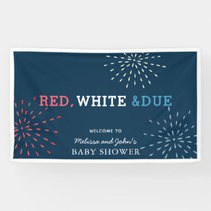 Rood, wit en oplopend tot juli 4e Baby shower vuur Spandoek