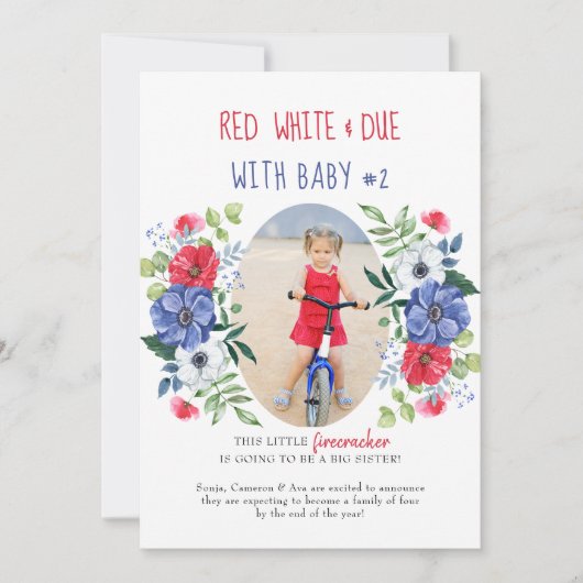 Rood wit en opvallend Baby 2 Florence Aankondiging (Voorkant)