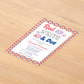 Rood, wit en opvallend Baby shower Acryl Uitnodigingen (Laagn)