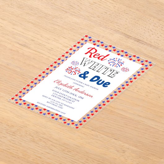 Rood, wit en opvallend Baby shower Acryl Uitnodigingen (Laagn)